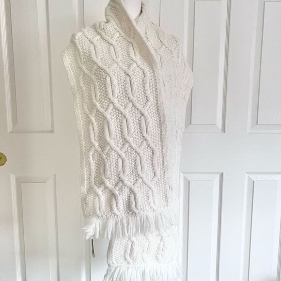 Ted Baker Wool Blend Cable Knit Scarf in Ivory NWT MSRP $139 - Picture 1 of 7